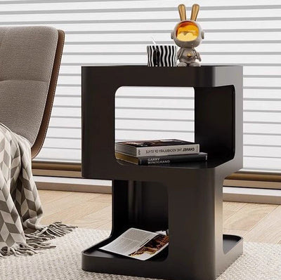 Contemporary Nordic Square Rectangular Iron End Table 3-Tier For Living Room