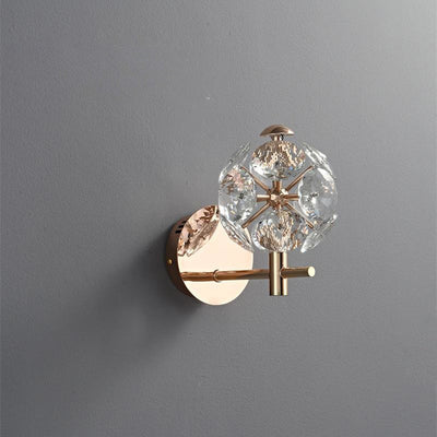 Applique murale à LED avec boule de cristal en matériel de luxe contemporain pour salon 