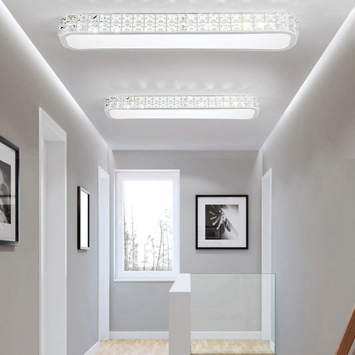 Lumière de plafond à montage affleurant LED en acrylique à bande longue en cristal moderne 