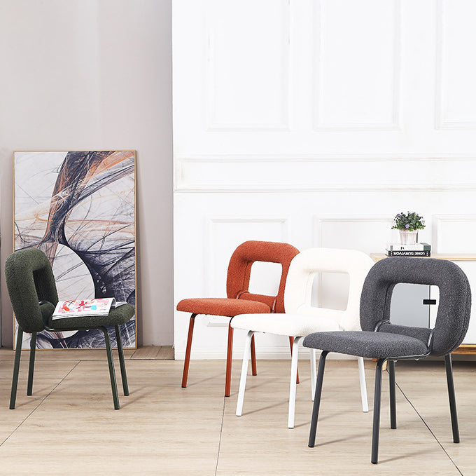 Respaldo de silla de comedor de diseño de donut de lana de cordero escandinavo contemporáneo para comedor 