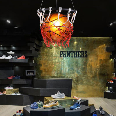Moderne kreative Basketball Eisen Glas Mesh Seil 1-Licht Pendelleuchte 