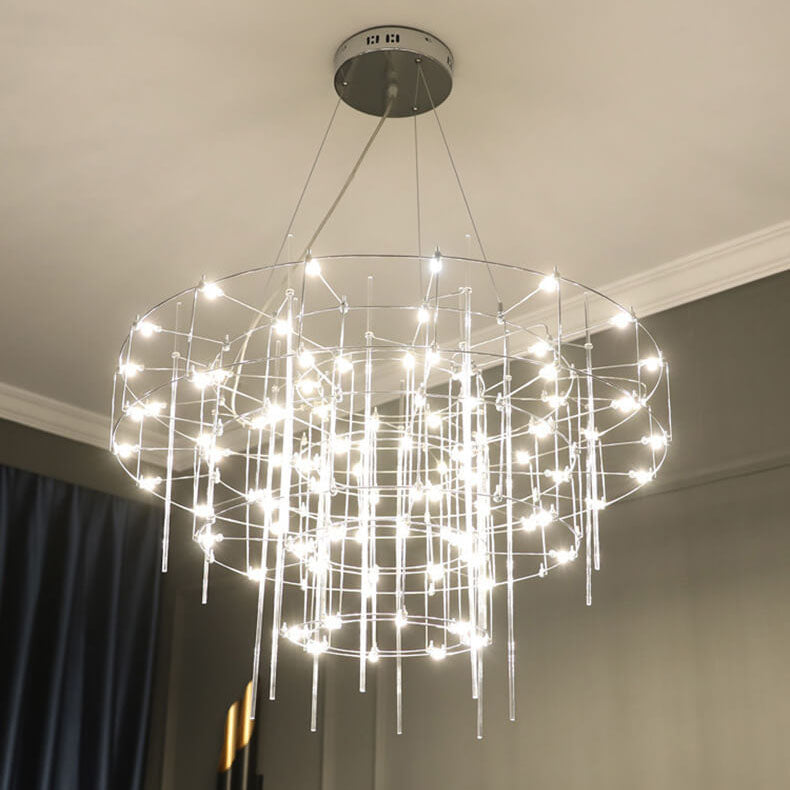 Moderne Luxus Runde Pole Edelstahl LED Kronleuchter Für Wohnzimmer 
