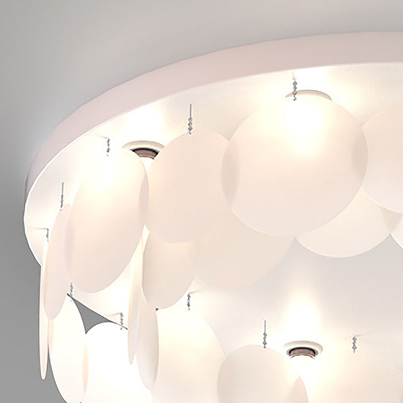 Modern Art Deco Iron PVC Round Piece 6/10 Light Flush Mount Ceiling Light For Bedroom