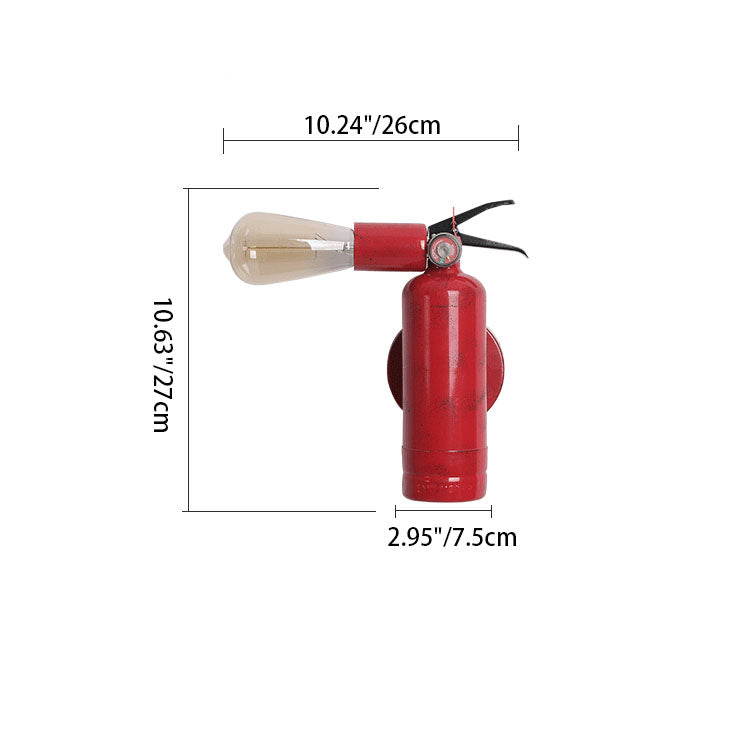 Contemporary Creative Fire Extinguisher Iron 1-Light Wall Sconce Lamp For Living Room