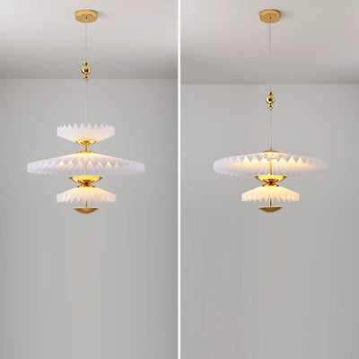 Modern Art Deco Pleated Round Acrylic Iron LED Chandelier For Living Room