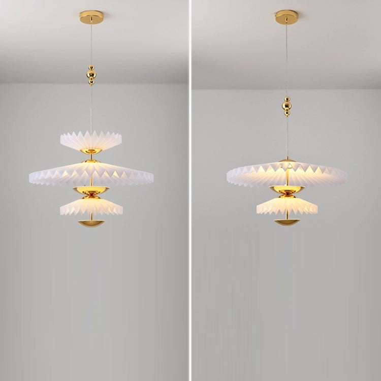 Modern Art Deco Pleated Round Acrylic Iron LED Chandelier For Living Room