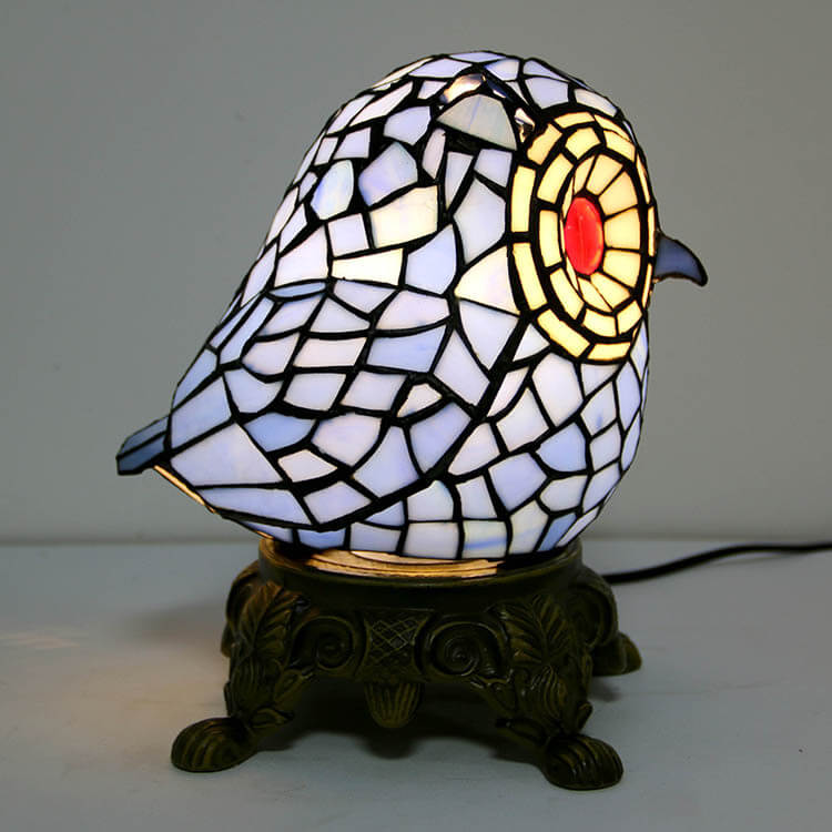 Vintage Tiffany Cartoon Parrot Resin Stained Glass 1-Light Table Lamp