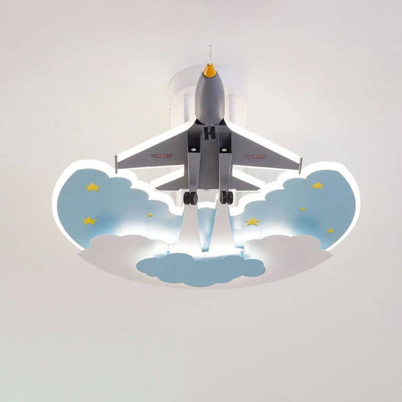 Creative Kids Cartoon Aircraft Dimmable Acrylic LED Flush Mount Ceiling Light