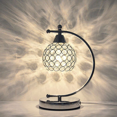 Modern Minimalist Globe Crystal Shade Arc 1-Light Table Lamp