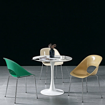 Silla de comedor de metal PP con respaldo hueco cuadrado creativo contemporáneo para comedor 