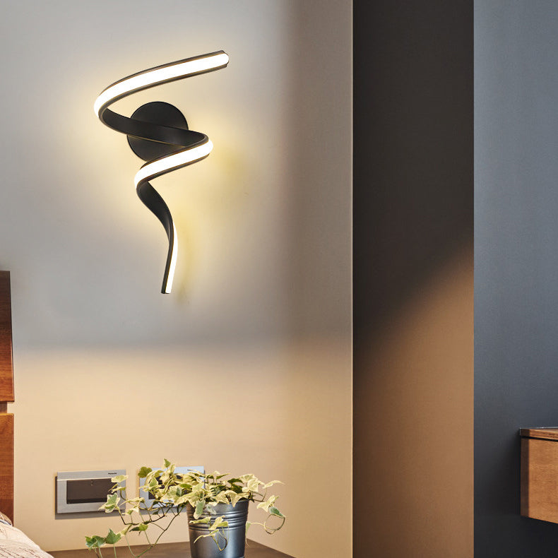 Zeitgenössische kreative Spirale Eisen Aluminium Silikon LED Wandleuchte Lampe für Wohnzimmer 