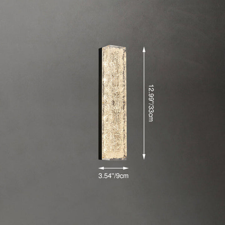 Modern Luxury Brass Clear Resin Rectangular LED Wall Sconce Lamp For Bedroom