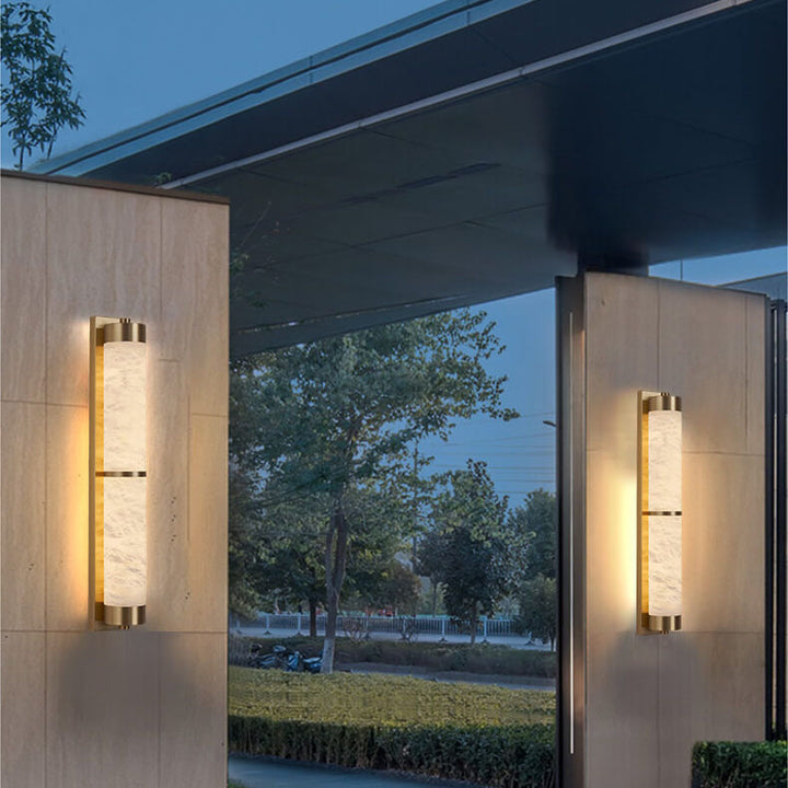 Applique murale LED en marbre à colonne en cuivre pleine lumière moderne 