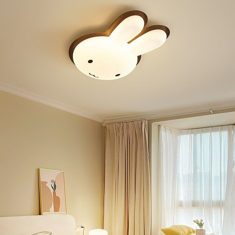 Moderno y Divertido Conejito Infantil Luz de Techo LED de Acrílico y Hierro 