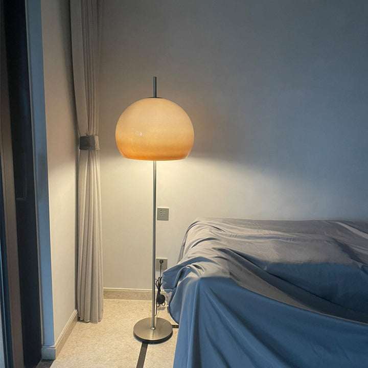 Lampe de sol contemporaine rétro en verre avec matériel en forme de champignon à 2 lumières pour salon 