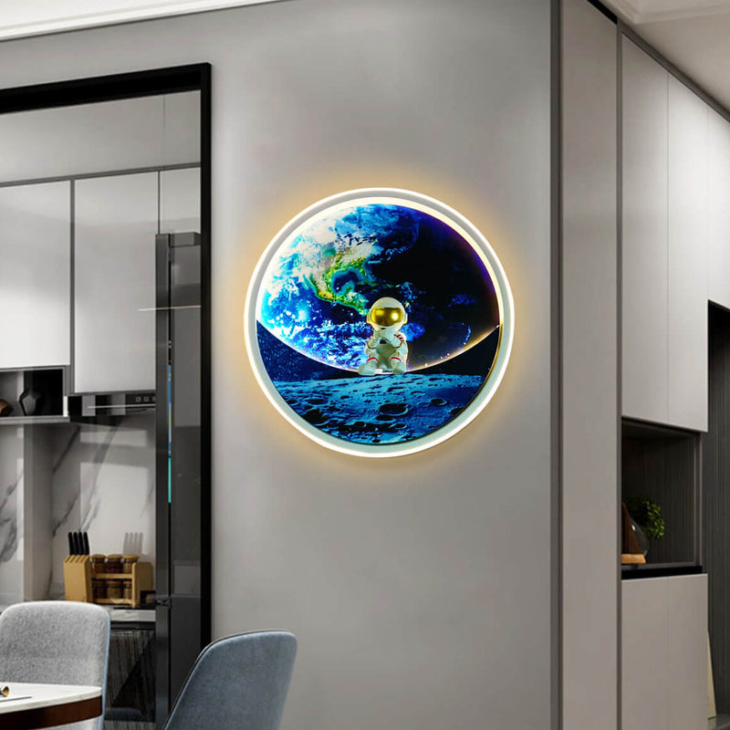 مصباح جداري LED بتصميم حديث للأطفال من الحديد المطاوع بتقليد القمر 