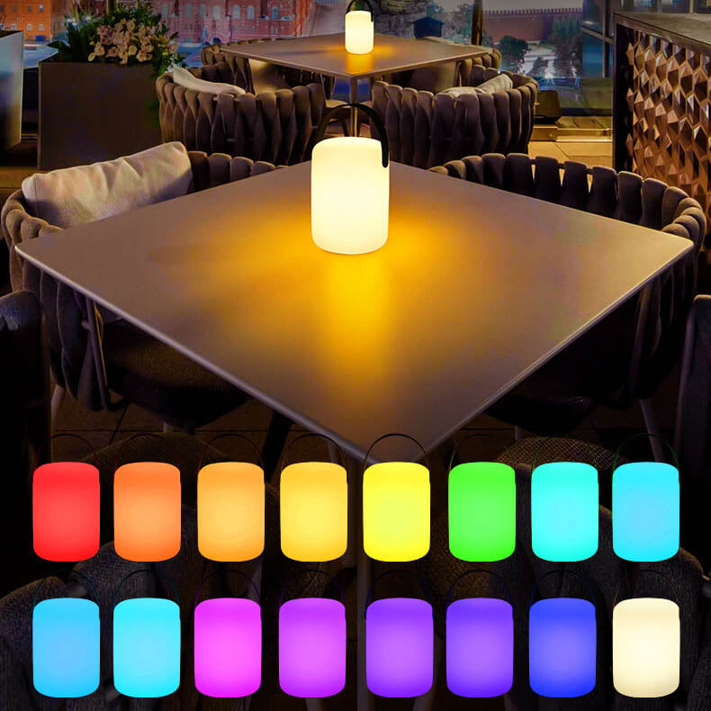 Moderne schlichte LED-Tischlampe aus PE-Kunststoff in runder oder quadratischer Form für die Outdoor-Terrasse 