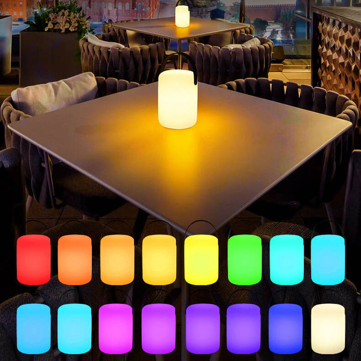 Moderne schlichte LED-Tischlampe aus PE-Kunststoff in runder oder quadratischer Form für die Outdoor-Terrasse 