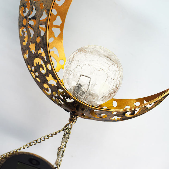 Lumière extérieure LED en verre et fer pour jardin avec carillon solaire moderne Art Déco Soleil Étoile 