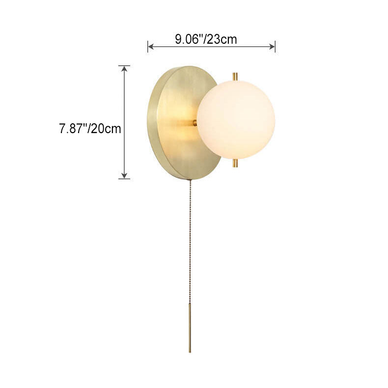 Applique Murale Moderne en Cuivre avec Boule en Verre 1 Lumière 