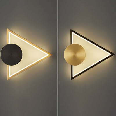 Lámpara de Aplique de Pared LED de Triángulo Cuadrado Círculo de Acrílico Latón Minimalista Moderna Para Sala de Estar 