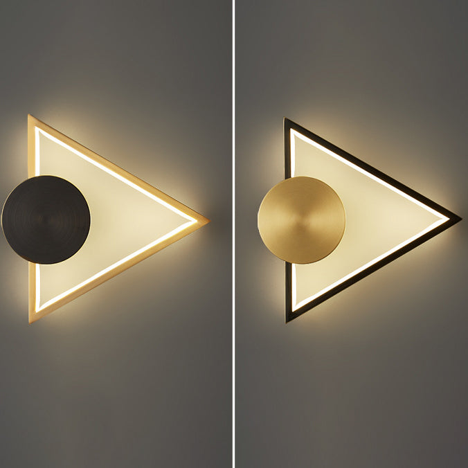 Lámpara de Aplique de Pared LED de Triángulo Cuadrado Círculo de Acrílico Latón Minimalista Moderna Para Sala de Estar 