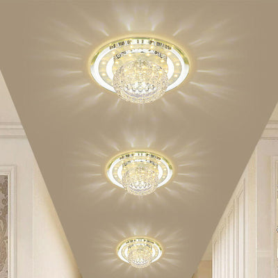 Minimalist Light Luxury Crystal Round Spotlight LED Flush Mount Ceiling Light