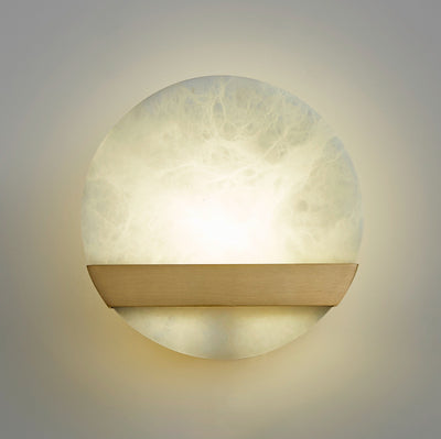 Zeitgenössische Luxus Kupfer Marmor Runde V Brief LED Wand Leuchte Lampe Für Flur 