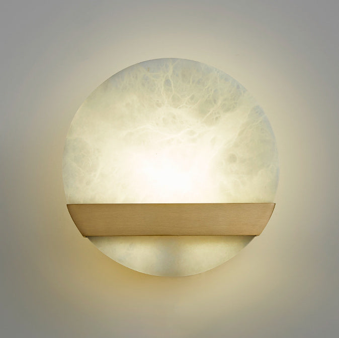 Zeitgenössische Luxus Kupfer Marmor Runde V Brief LED Wand Leuchte Lampe Für Flur 