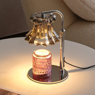Moderne minimalistische florale Tischlampe mit rundem Sockel aus Eisenglas mit 1 Licht für die Aromatherapie mit schmelzendem Wachs für Schlafzimmer 