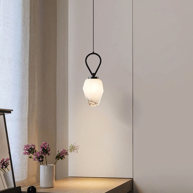 Moderne Luxus Messing Geometrische Glas Schirm 1-Licht Pendelleuchte für Wohnzimmer 