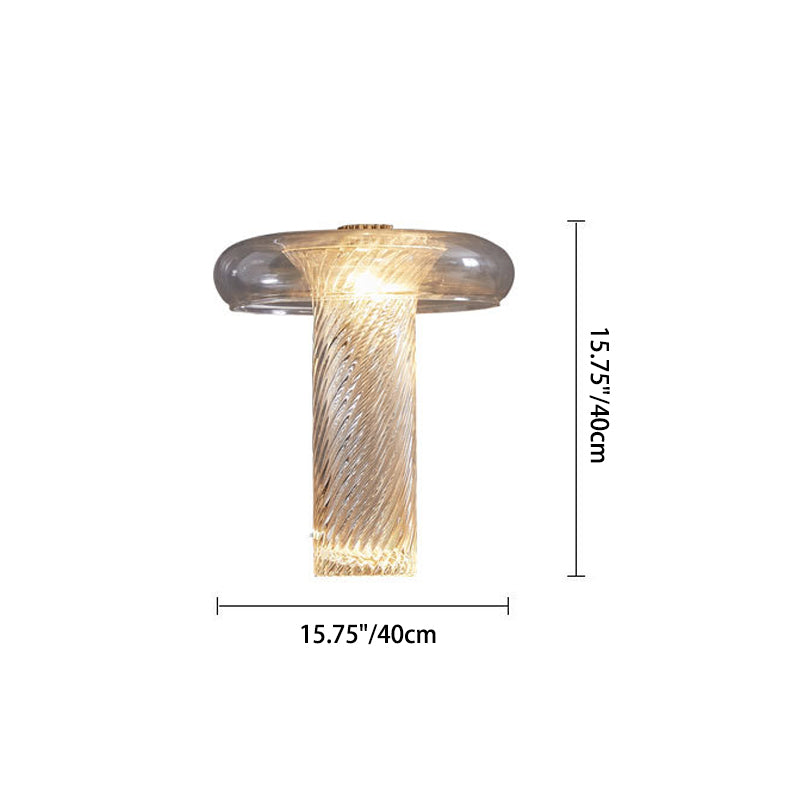 Lampe de table LED en verre de fer à rayures courbées en cercle cylindrique scandinave contemporain pour chambre 