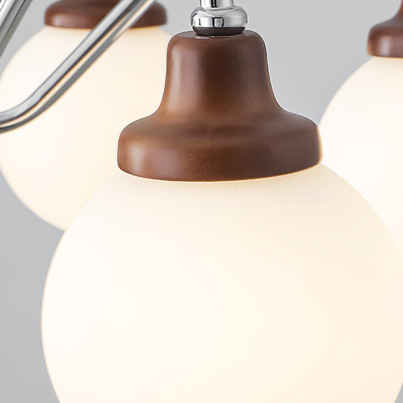 Lustre traditionnel vintage en forme de haricot magique rond en bois de caoutchouc, verre, fer avec 4/6/8 lumières pour chambre à coucher 