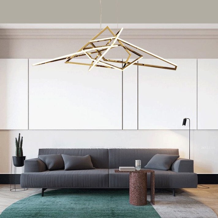 Contemporary Scandinavian Stainless Steel PVC Irregular LED Chandelier For Living Room