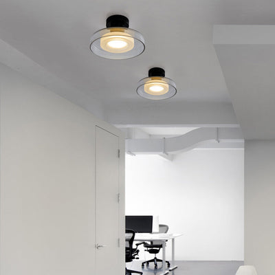 Contemporary Scandinavian Round Hardware Glass LED Semi-Flush Mount Ceiling Light For Living Room