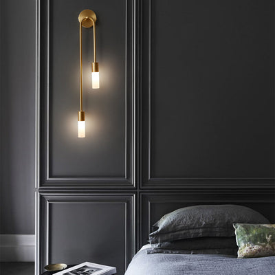 Zeitgenössische nordische Kupfer Acryl Zylinder Ball 1/2/4 Licht Wandleuchte Lampe für Wohnzimmer 
