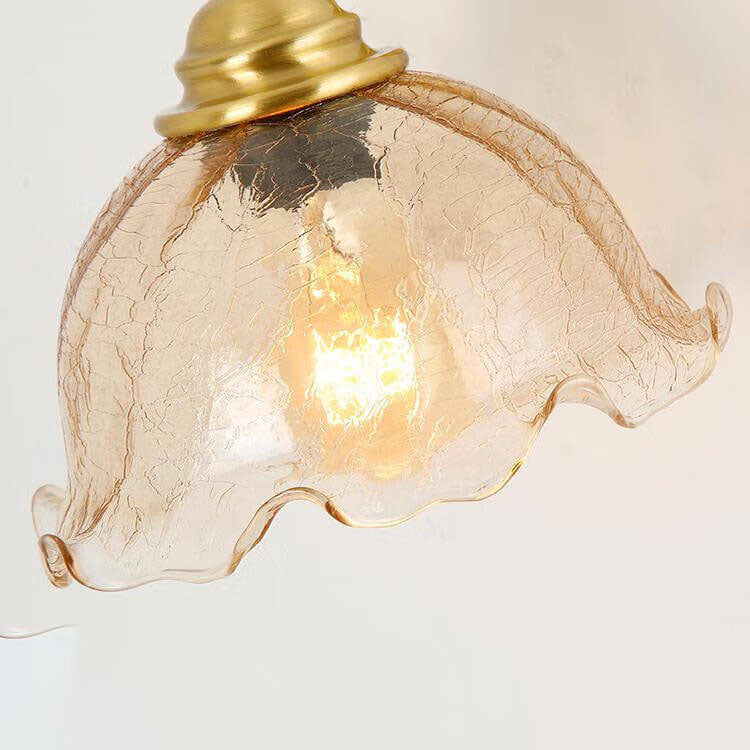 Lámpara de Aplique de Pared de 1 Luz de Cristal de Flor Creativa Moderna de Cobre 