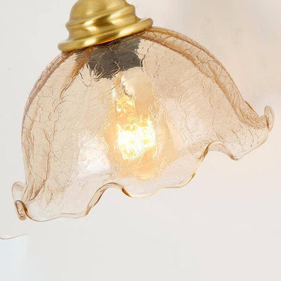 Modern Creative Flower Glass Copper 1-Light Wall Sconce Lamp