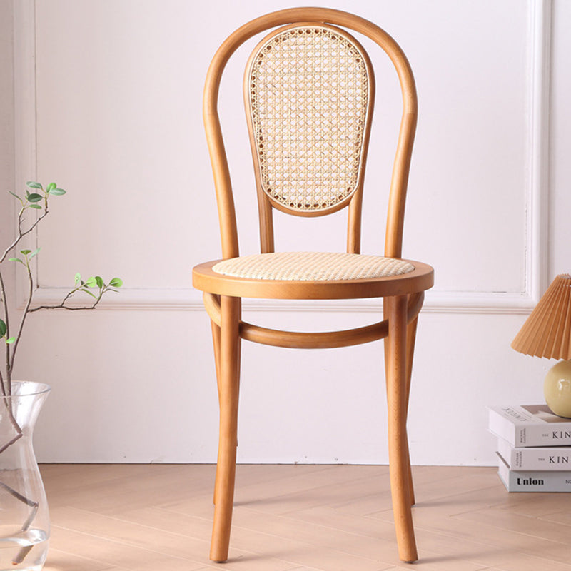 Traditional Vintage Round Faux Rattan Beech Wood Weaving Dining Chair Backrest For Dining Room