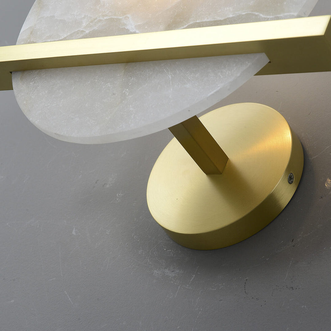 Modern Luxury Round Disc Round Marble Copper 1-Light Wall Sconce Lamp for Living Room