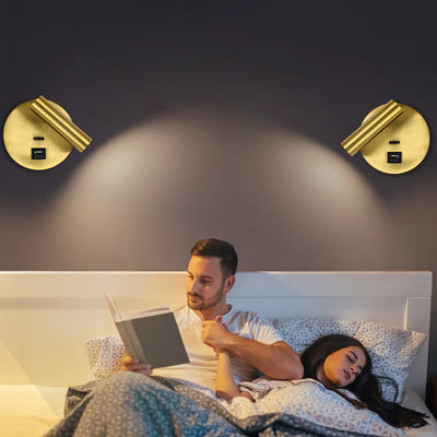 مصباح حائط LED أسطواني دوار من الألومنيوم والحديد بتصميم حديث بسيط لغرفة المعيشة 