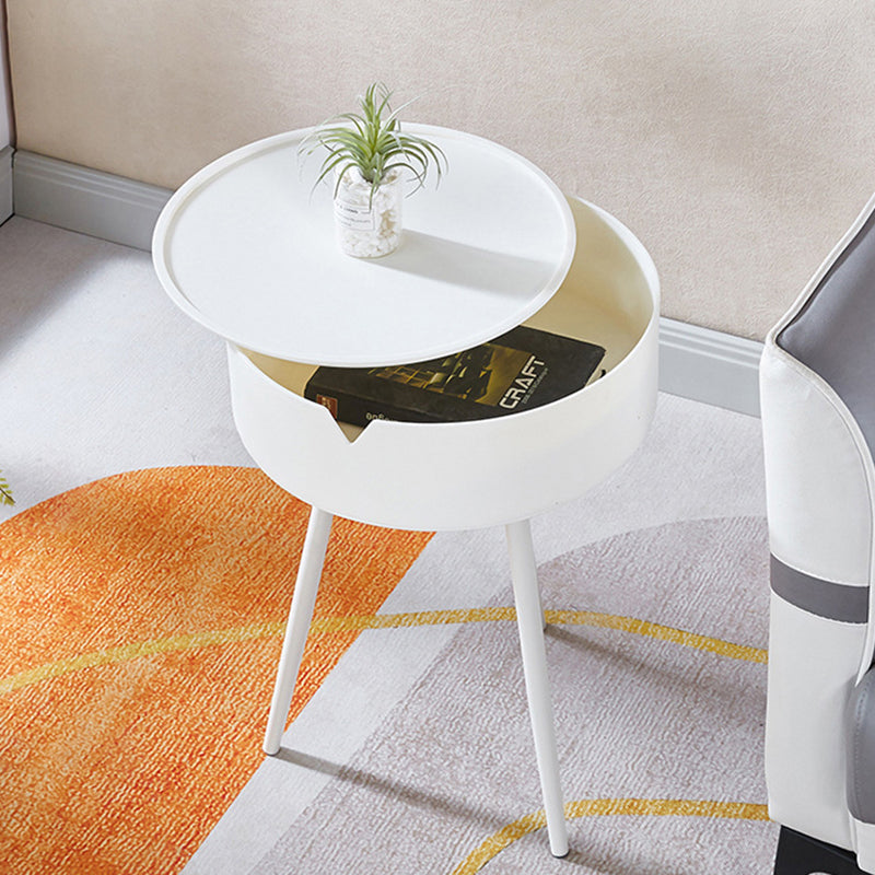 Modern Minimalist Round Tripod PP Plastic Iron Nightstand 1-Storage For Bedroom