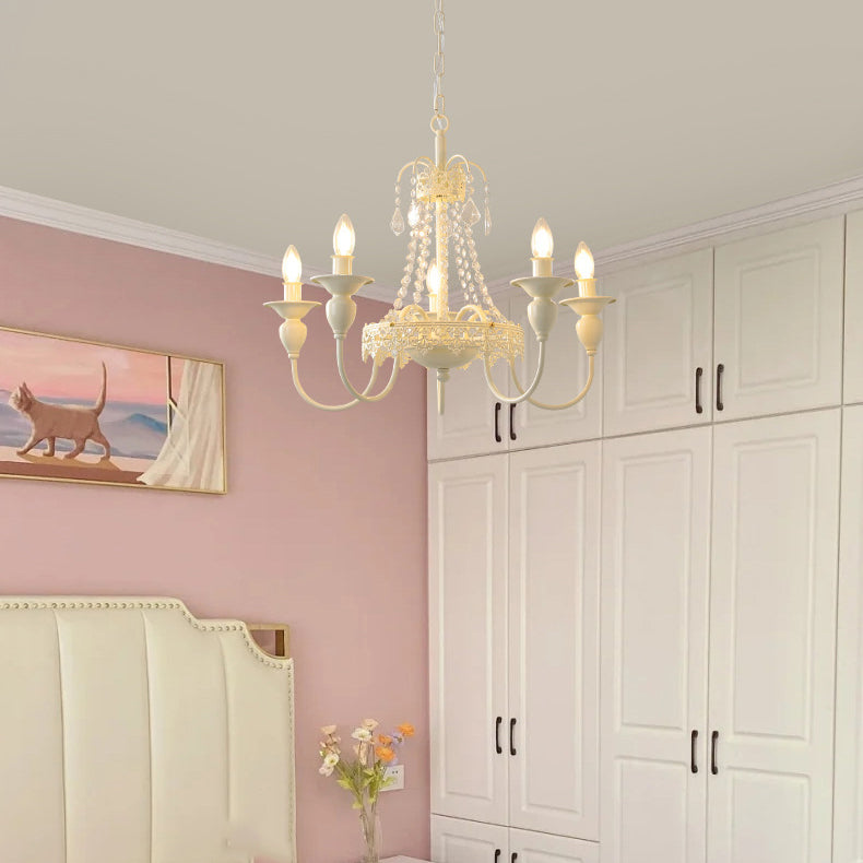 Candelabro Moderno Shabby Chic de Hierro con Cristales de 4/5/6/8 Luces para Sala de Estar 