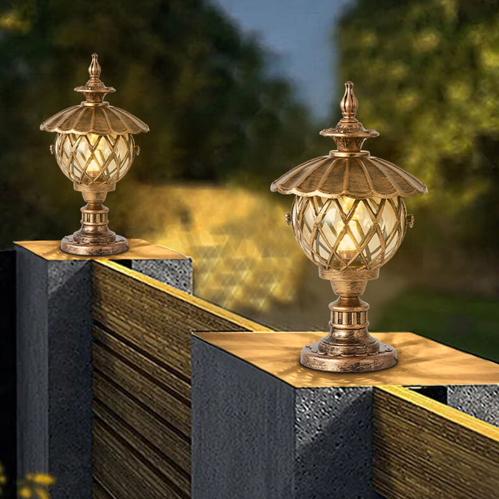 Traditional European Outdoor Lotus Column Head Light 1-Light Waterproof Garden Landscape Light For Outdoor