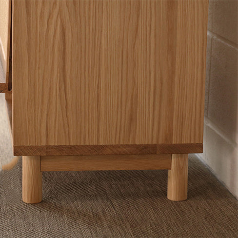 Zeitgenössischer nordischer rechteckiger Holz-Rattan-Beistelltisch mit 1 Schublade für das Wohnzimmer 