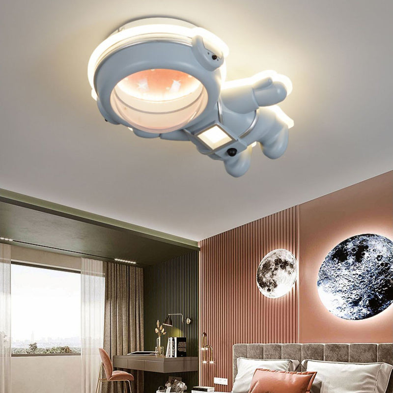 Luz de techo empotrada astronauta de resina acrílica metálica creativa contemporánea para dormitorio 