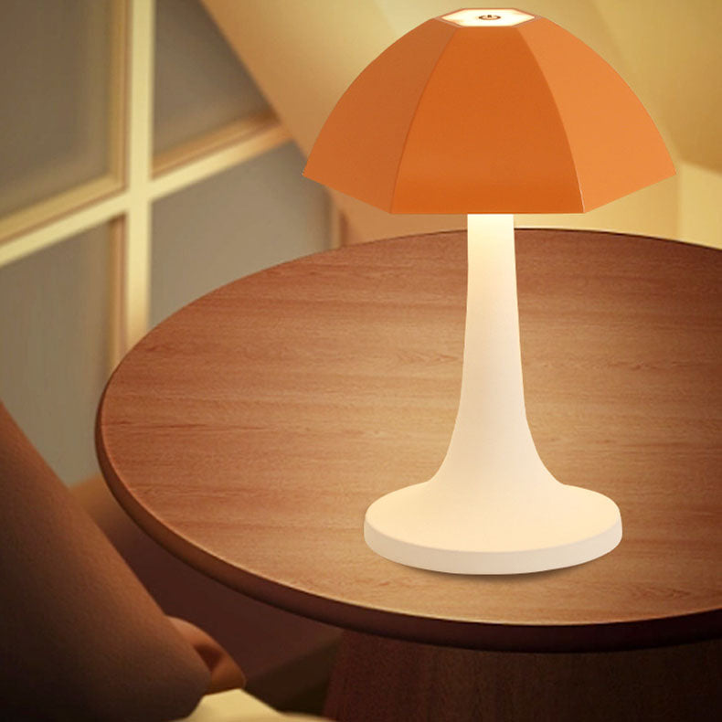Contemporary Creative Iron Mushroom PVA LED USB Charging Table Lamp For Bedroom