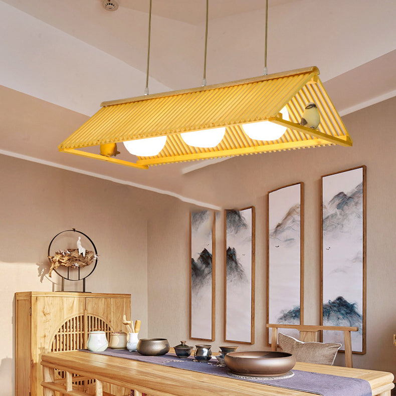 Traditioneller chinesischer Traufe-Vogel-Bambusglas-1/2/3-Licht-Insel-Licht-Kronleuchter für Esszimmer 