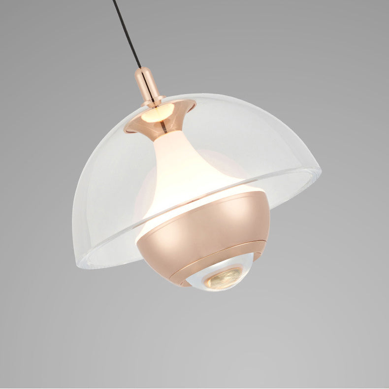 Moderne Einfachheit Hemisphäre Liftable Aluminium Acryl LED Pendelleuchte für Esszimmer 