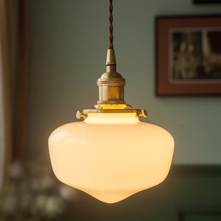 Nordic Vintage Lantern Brass Glass 1-Light Pendant Light